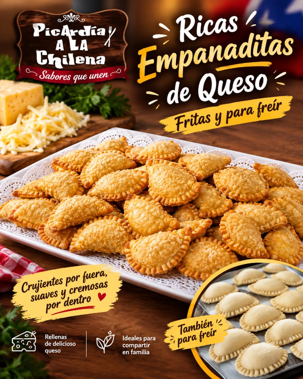 Empanaditas de queso 100 unidades